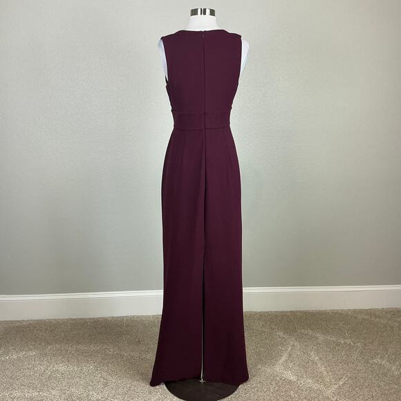 Sachin & Babi Deep V-Neck Long Column Evening Gown Wine Red Size 6 Formal Dress - Picture 7 of 12
